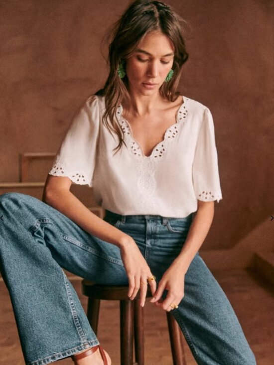 Sezane Tops - Sezane Francia Silk Blouse Ecru 34